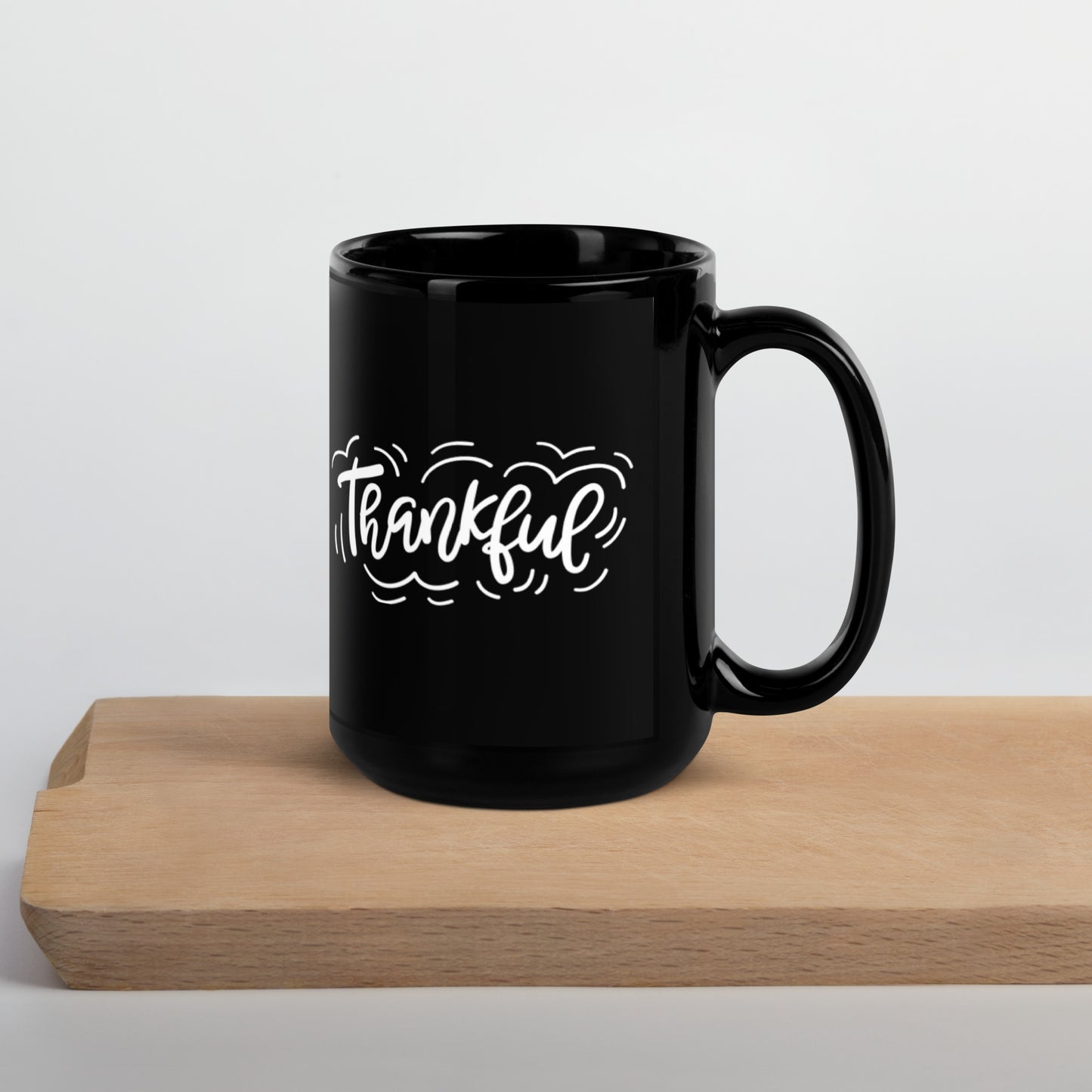 Thankful Black Glossy Mug