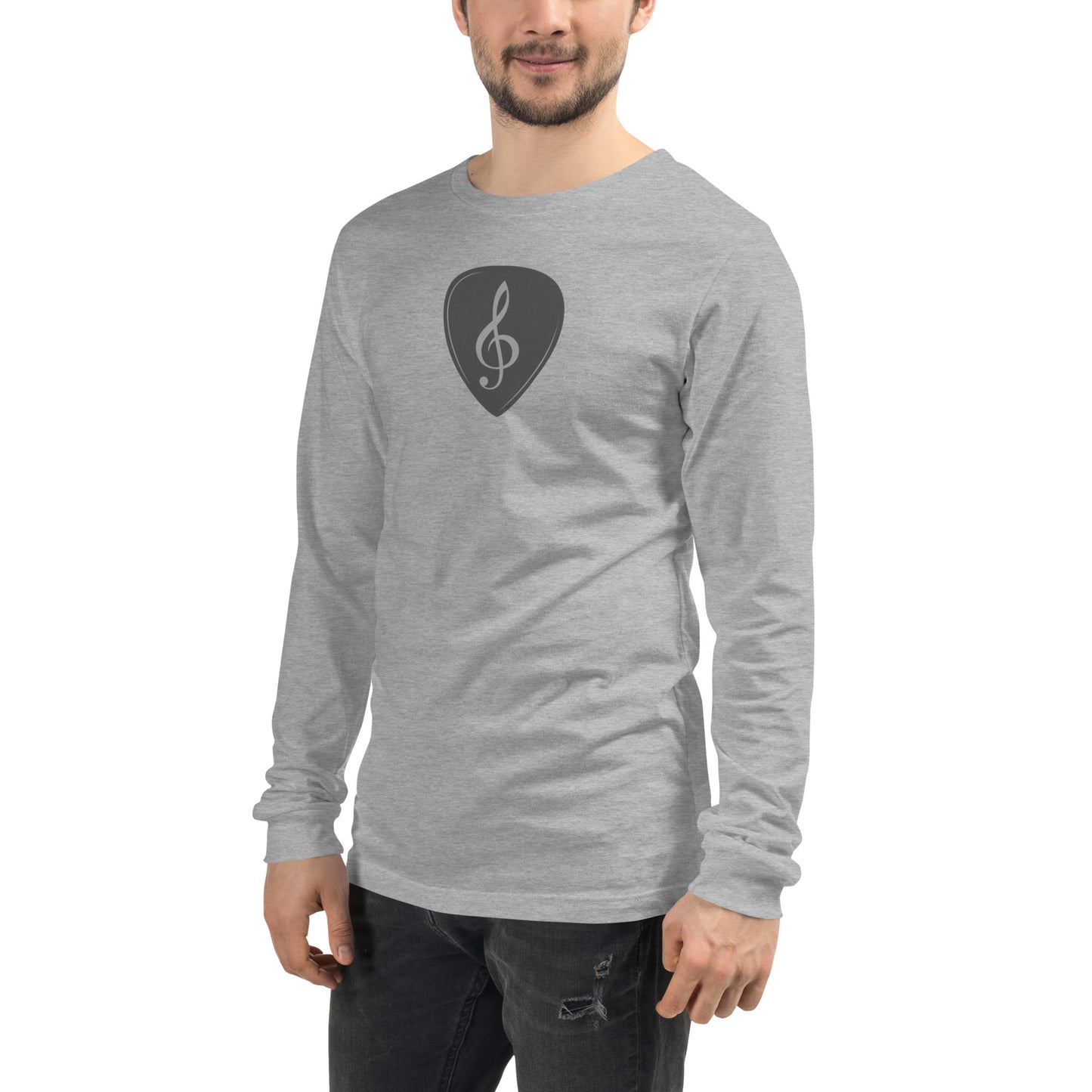 Treble Clef Pick in Heather Grey Long Sleeve Tee
