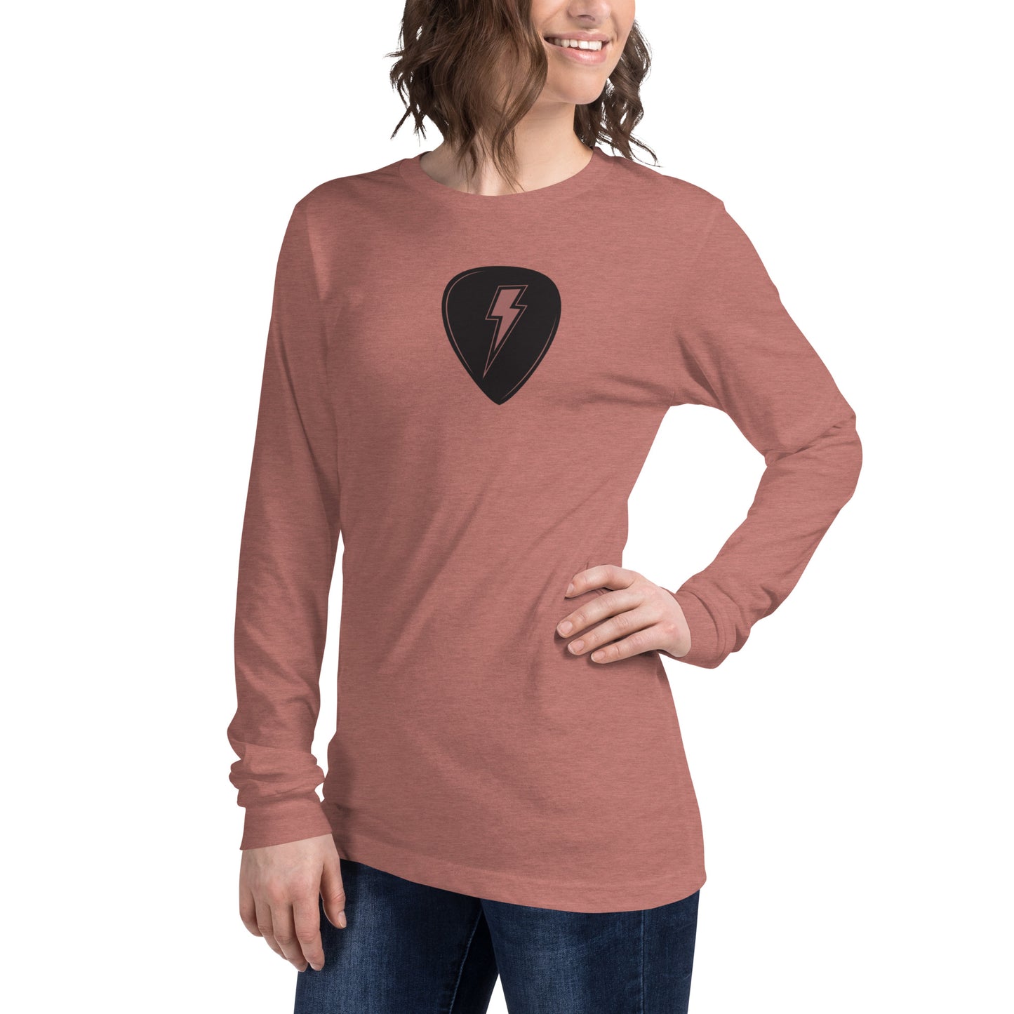 Lightning Pick in Heather Mauve Long Sleeve Tee