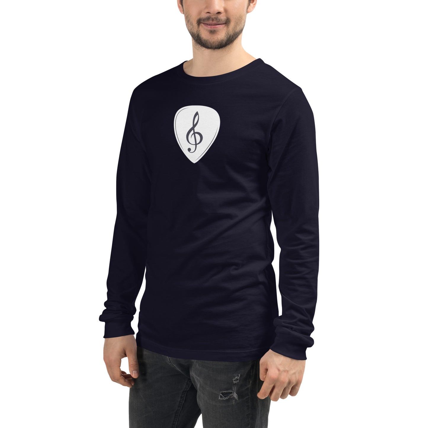 Treble Clef Pick in Navy Long Sleeve Tee
