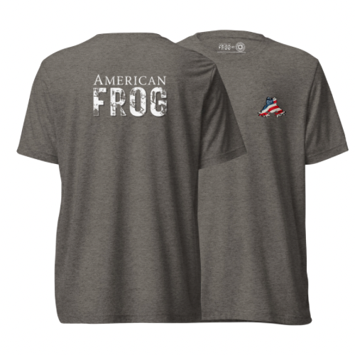 American Frog in Dark Gay Short Sleeve T-Shirt