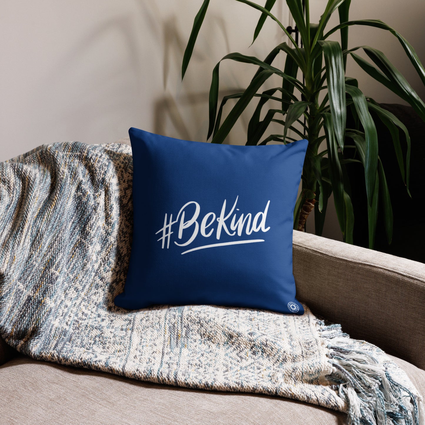 Blue #Be Kind Premium Pillow