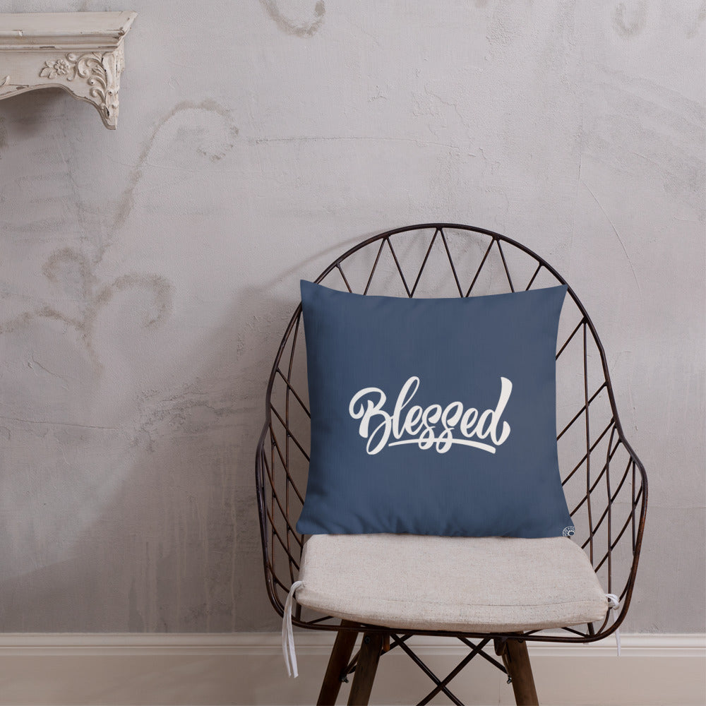 Blue Blessed Premium Pillow