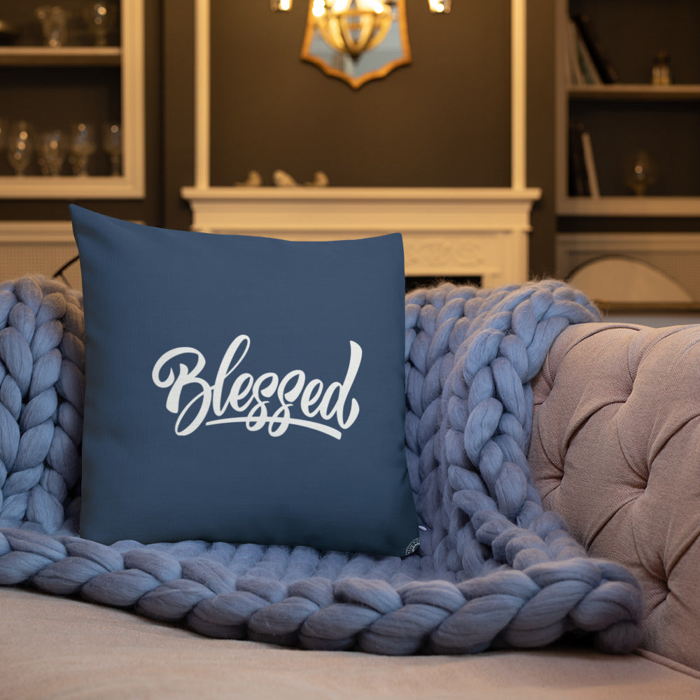 Blue Blessed Premium Pillow