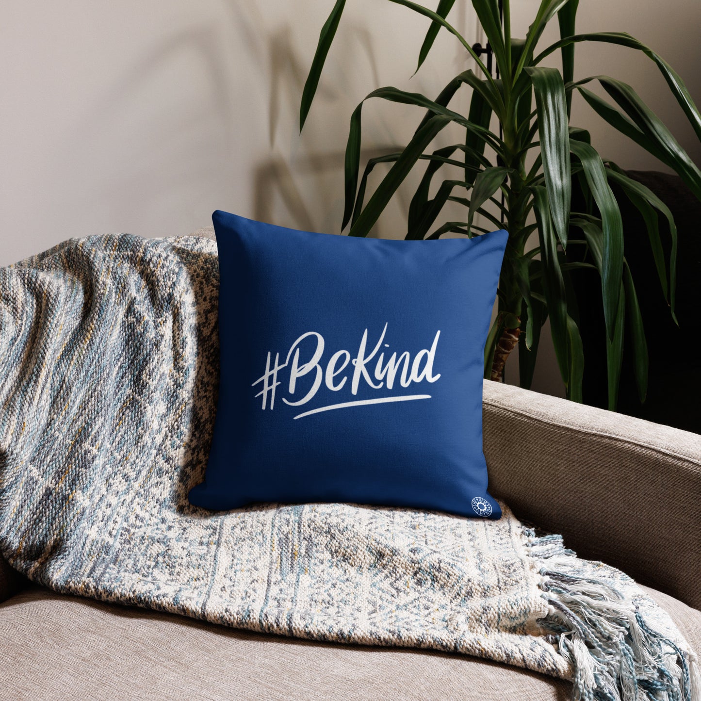 Blue #Be Kind Premium Pillow