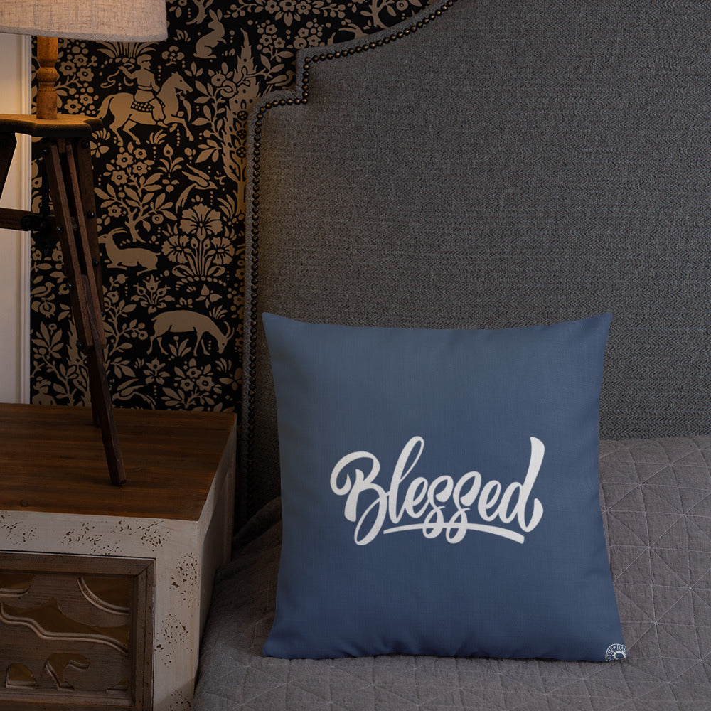 Blue Blessed Premium Pillow