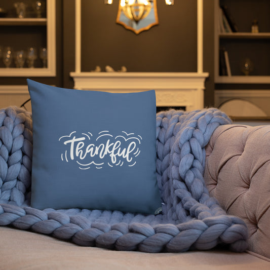 Blue Thankful Premium Pillow