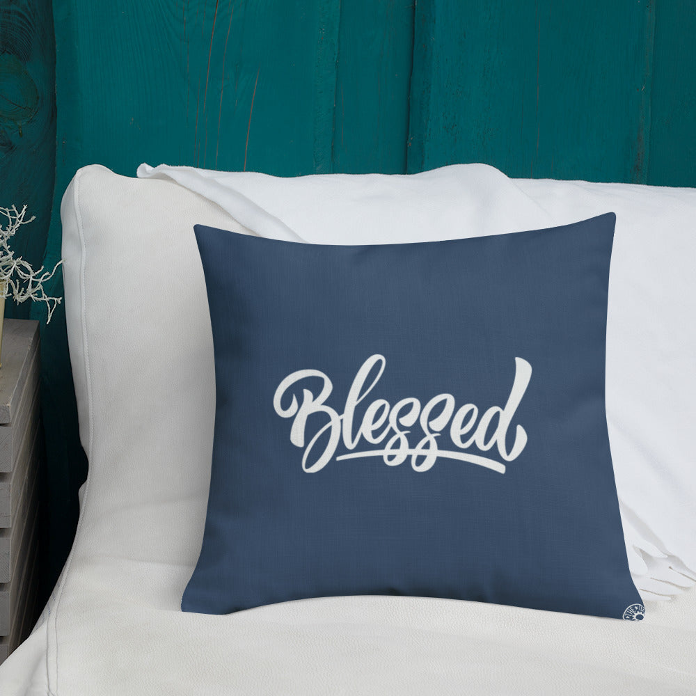 Blue Blessed Premium Pillow