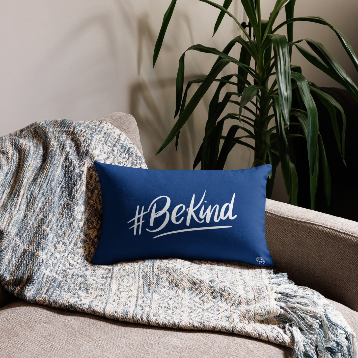 Blue #Be Kind Premium Pillow