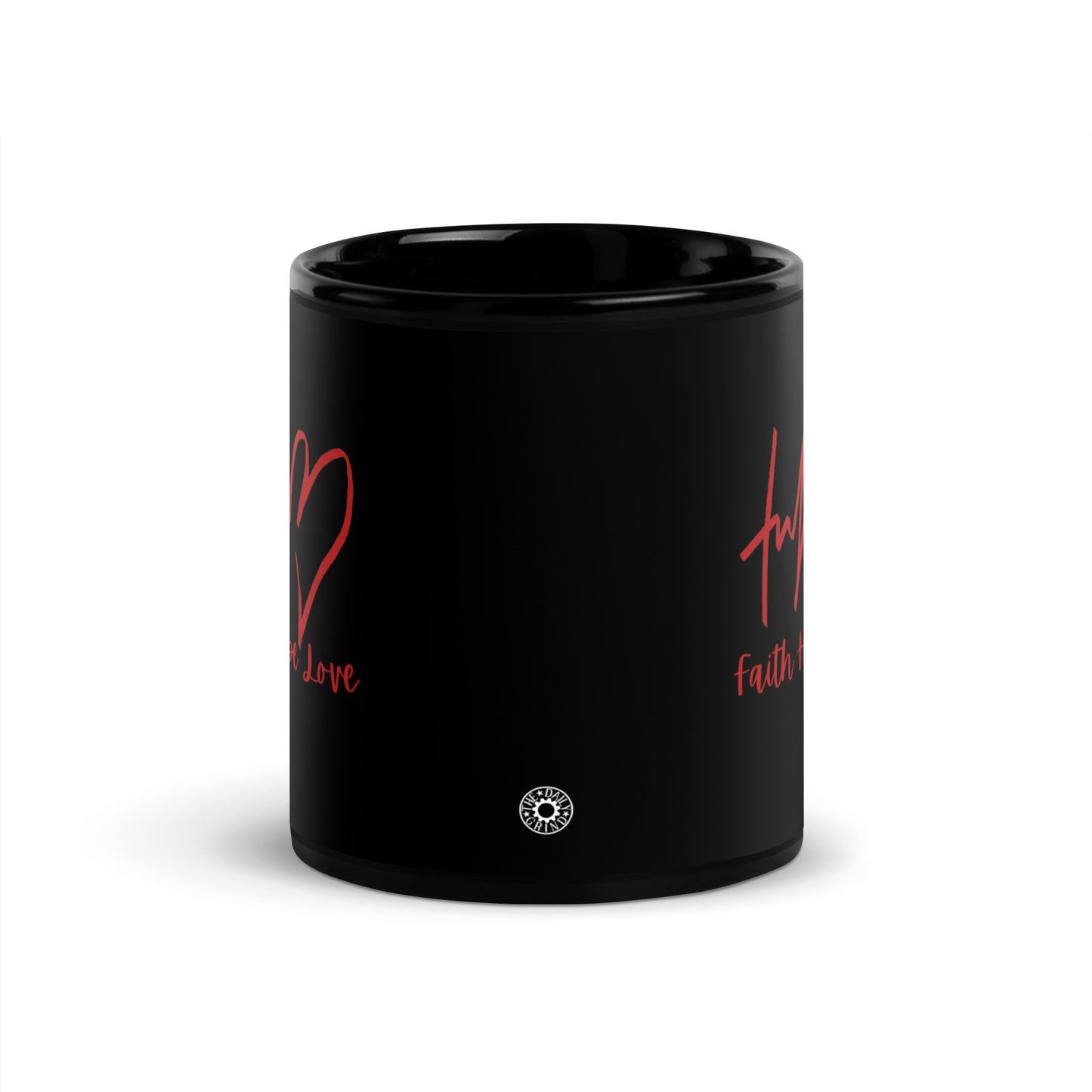 Faith Hope Love Black Glossy Mug