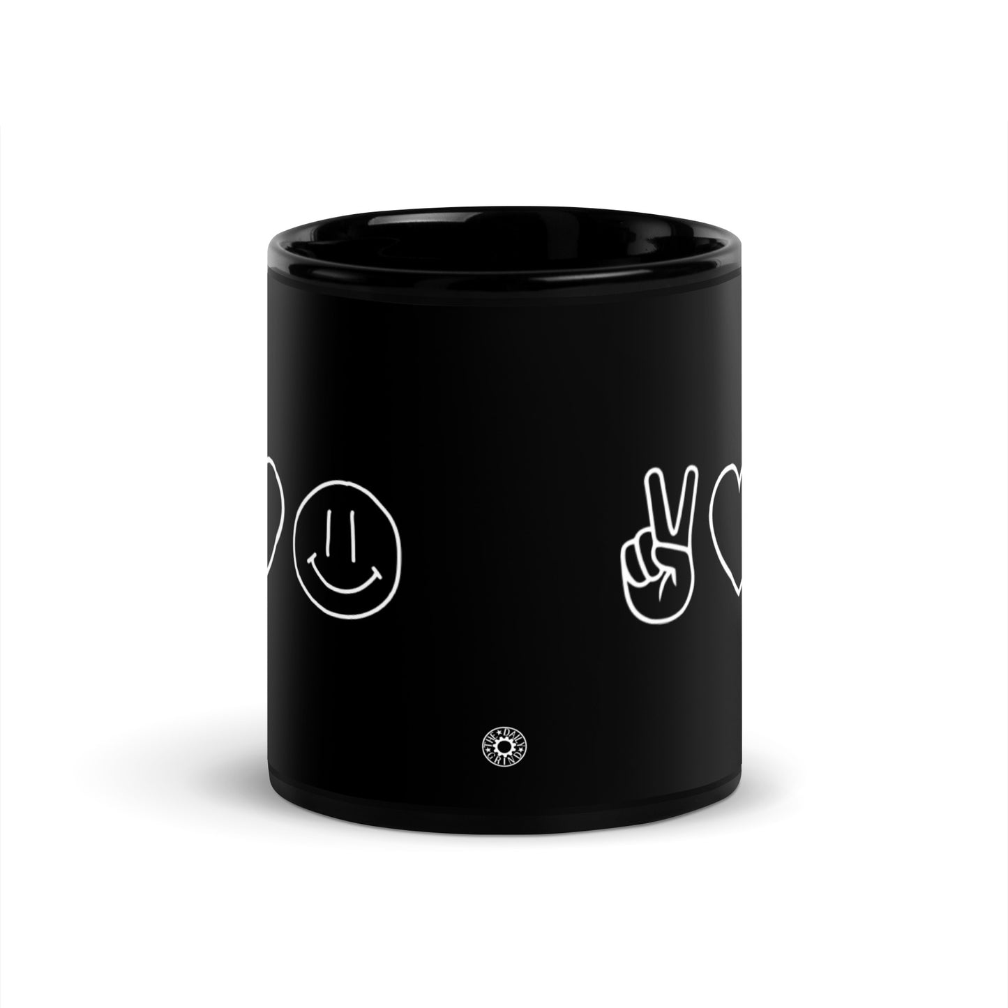 Peace Love Happiness Black Glossy Mug