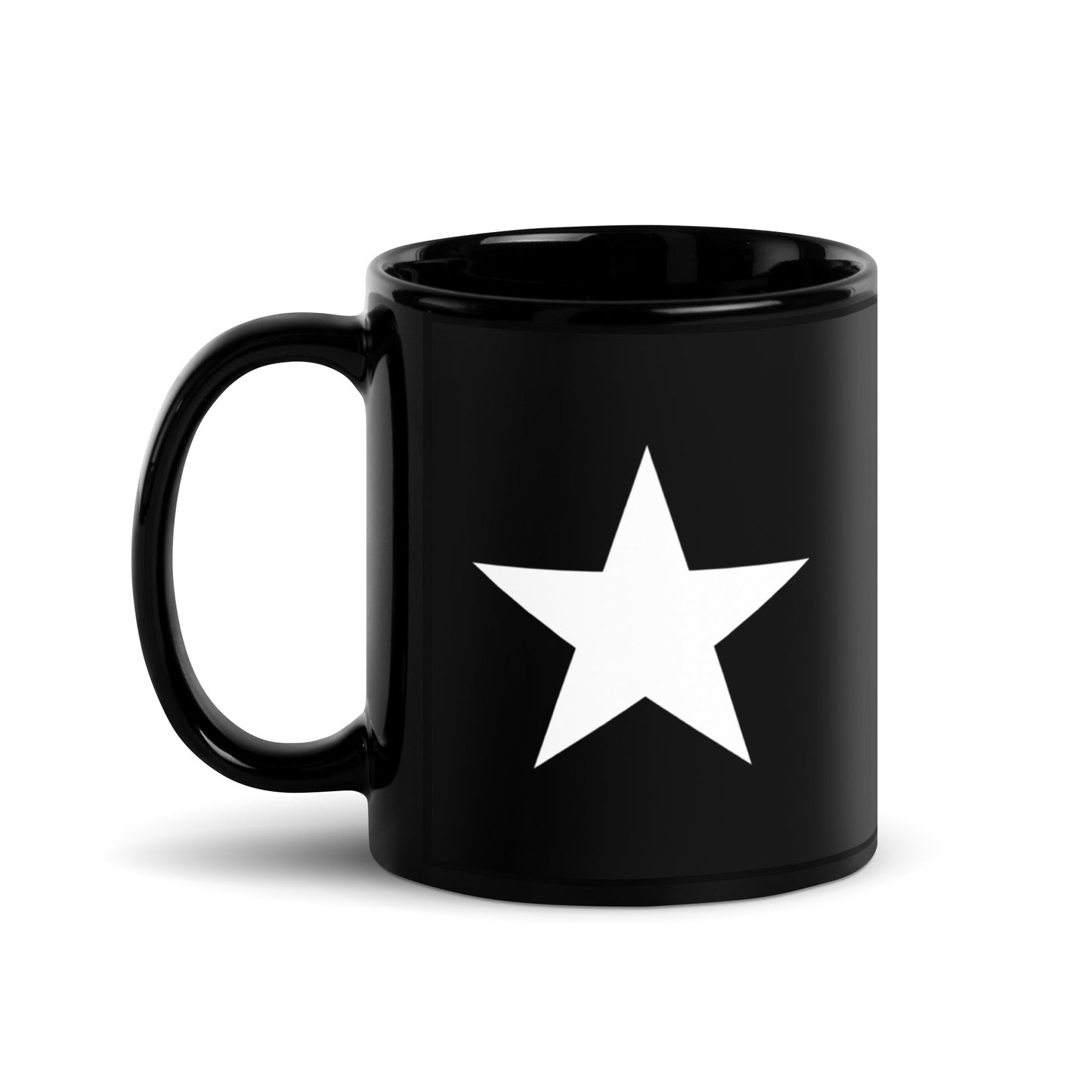 White Star Black Glossy Mug