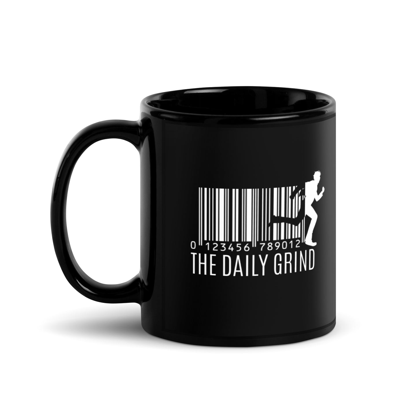 The Daily Grind Barcode Black Glossy Mug