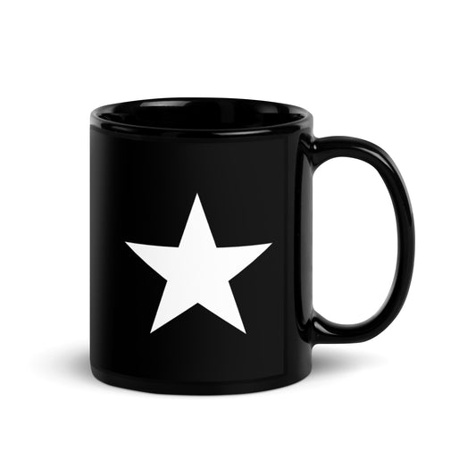 White Star Black Glossy Mug