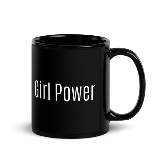 Girl Power Black Glossy Mug