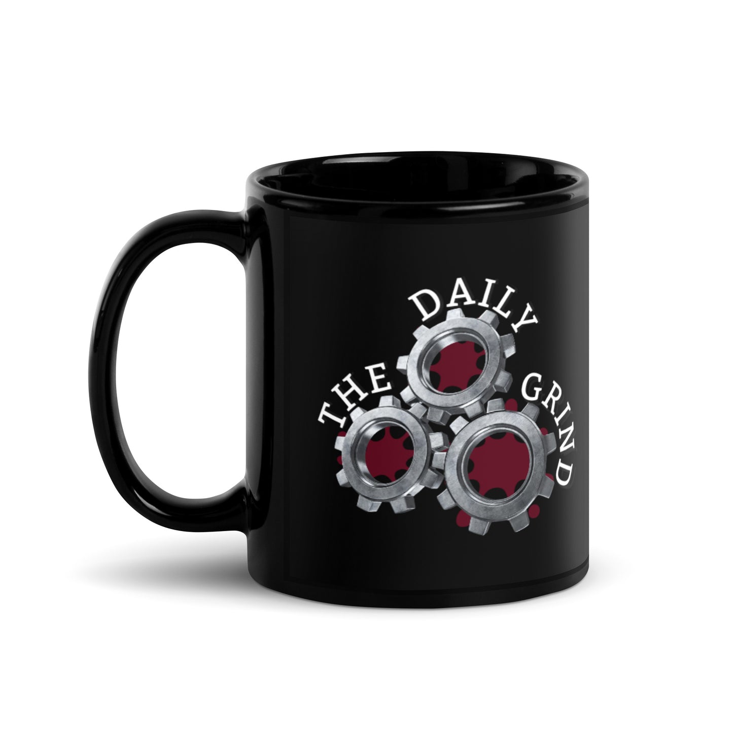 The Daily Grind Black Glossy Mug