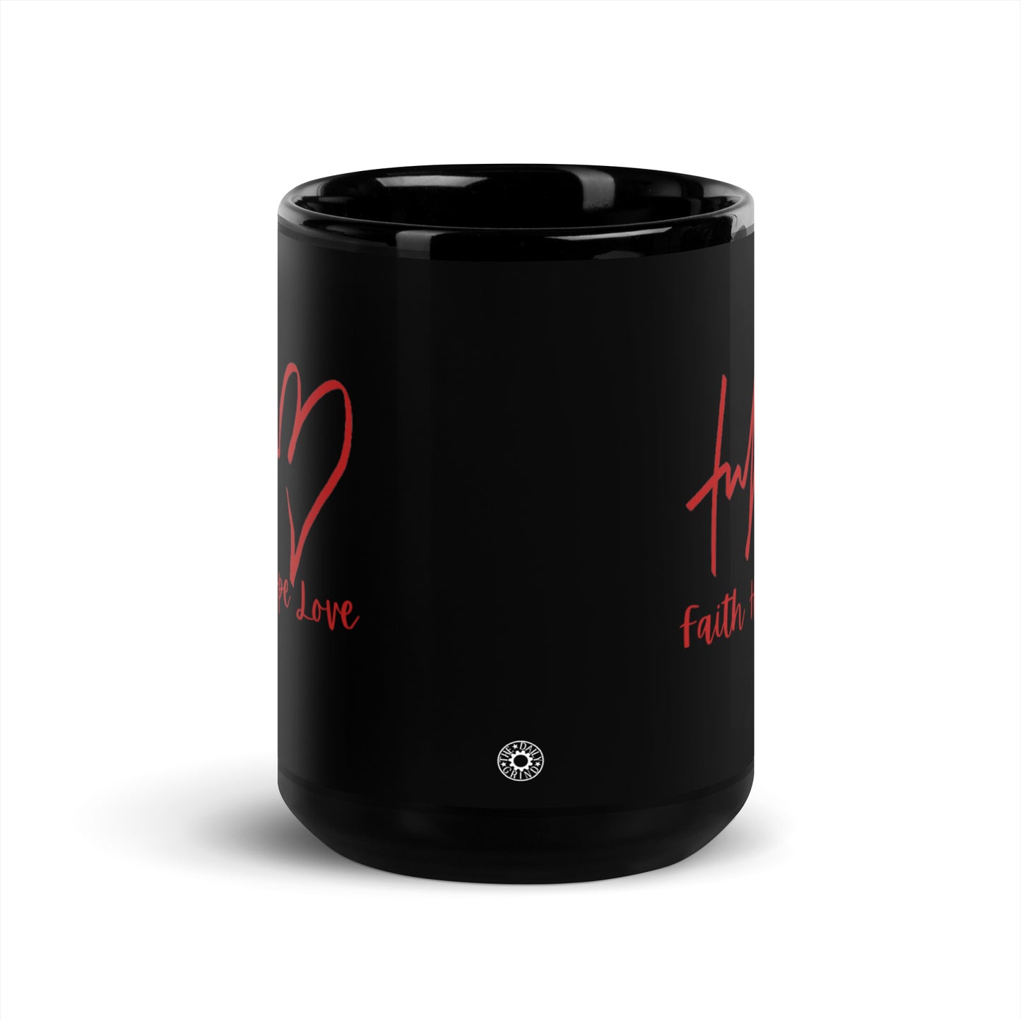 Faith Hope Love Black Glossy Mug