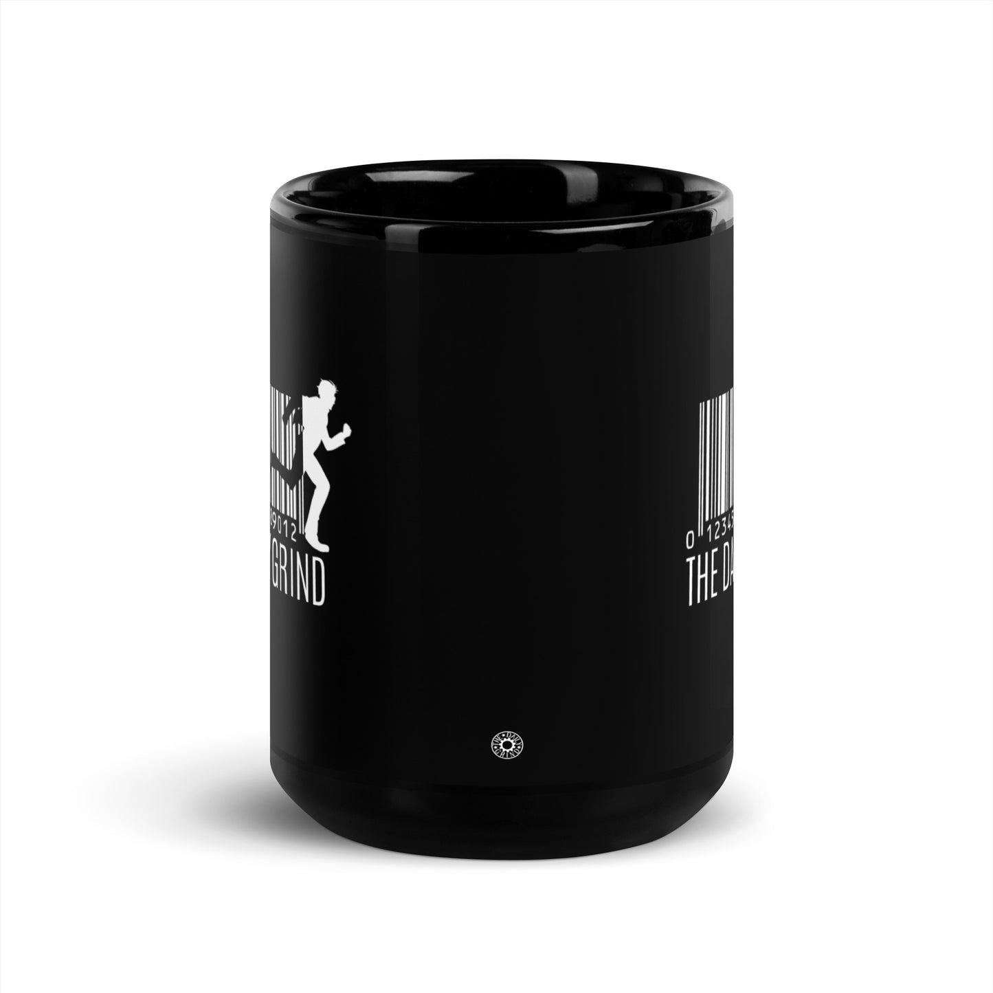 The Daily Grind Barcode Black Glossy Mug