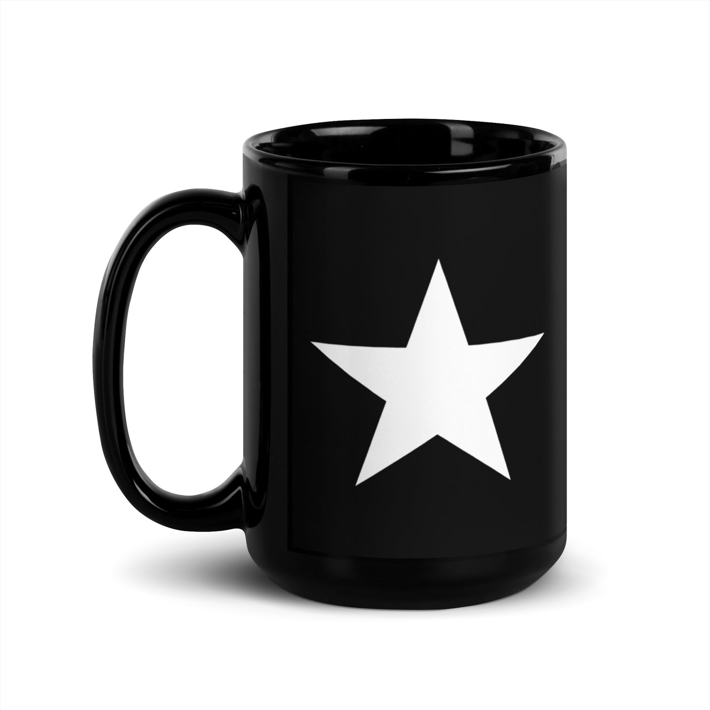 White Star Black Glossy Mug