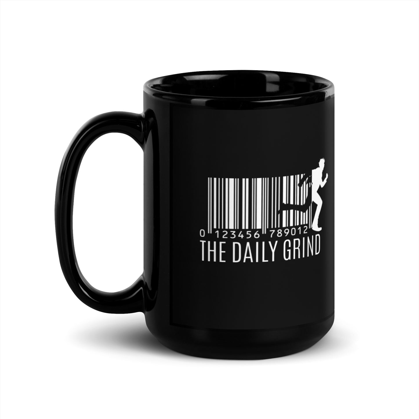 The Daily Grind Barcode Black Glossy Mug