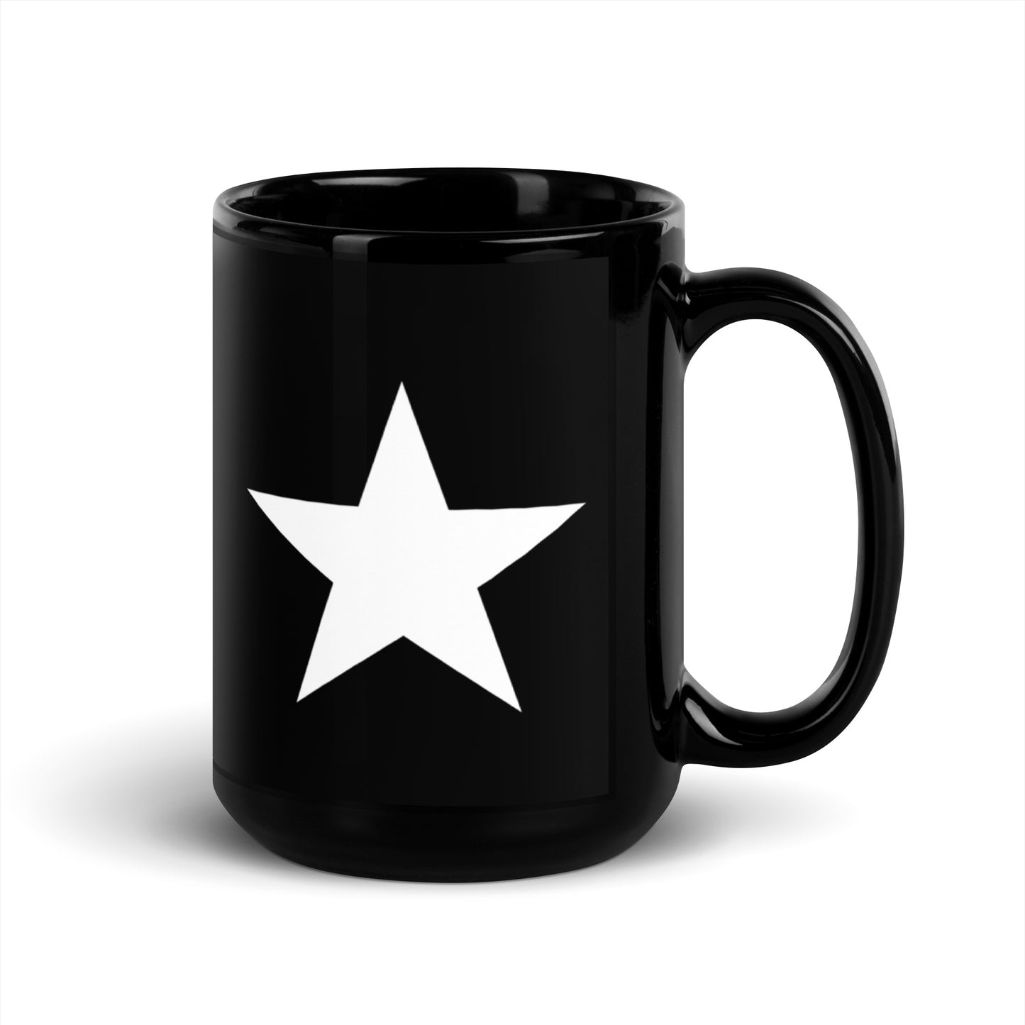 White Star Black Glossy Mug