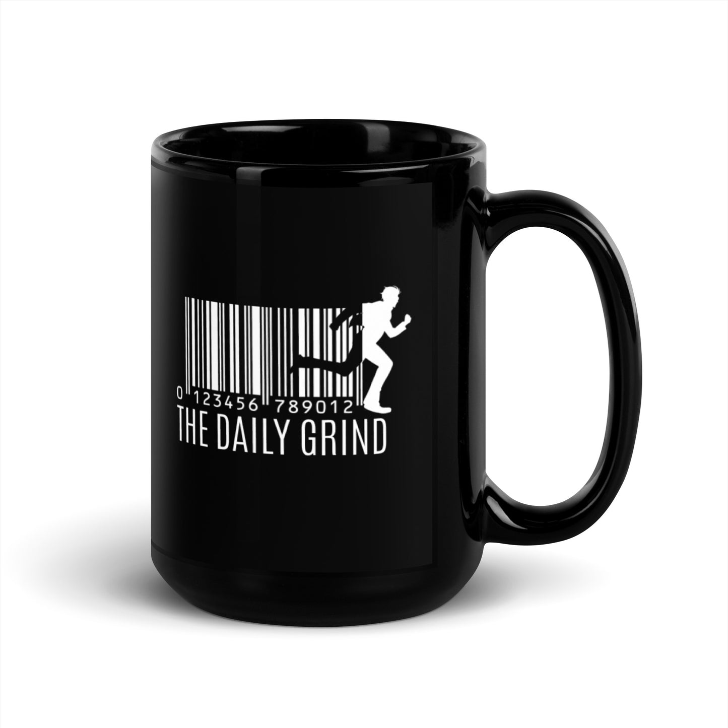 The Daily Grind Barcode Black Glossy Mug