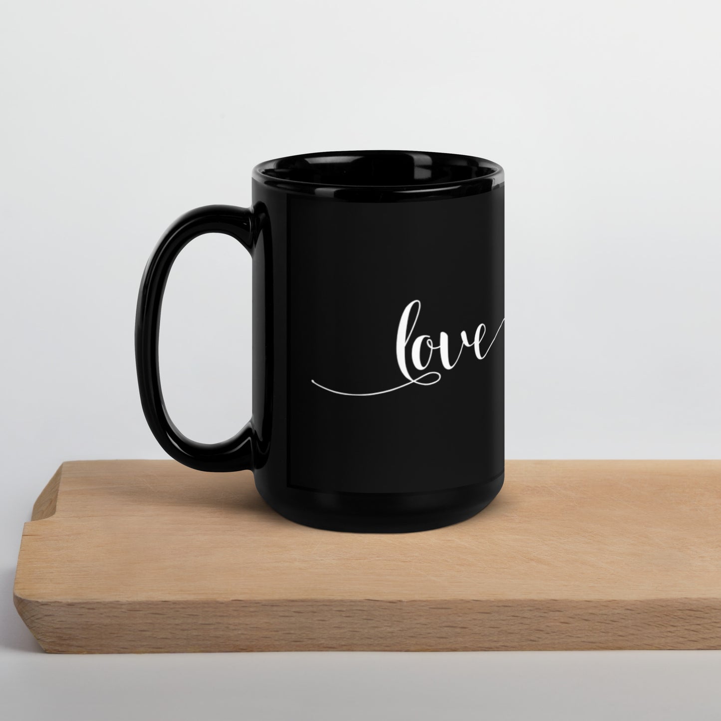 Love Black Glossy Mug