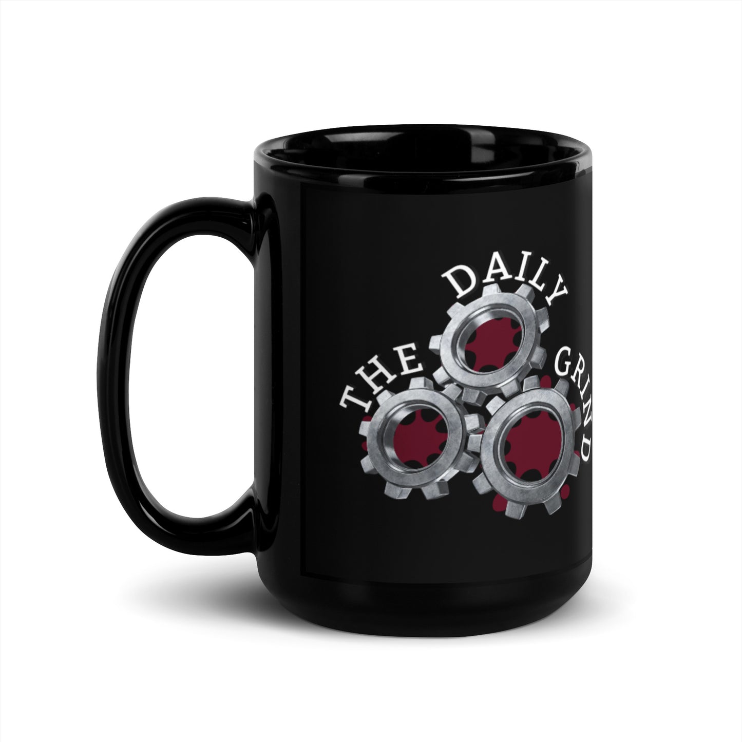 The Daily Grind Black Glossy Mug