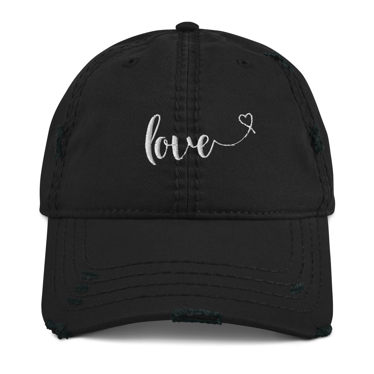 Love (heart) (white) Distressed Dad Hat