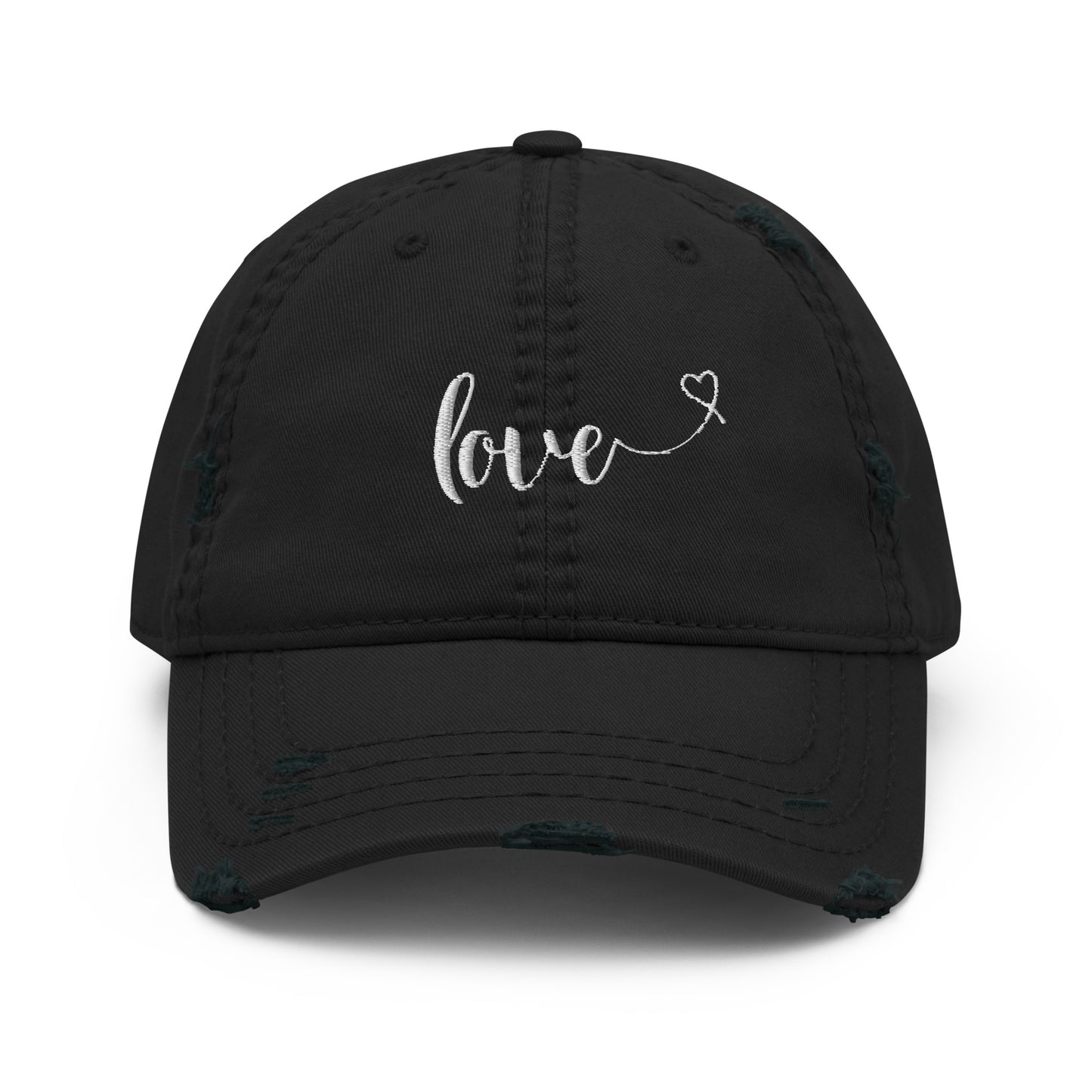 Love (heart) (white) Distressed Dad Hat