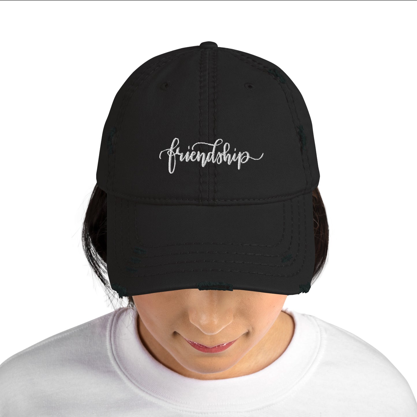 Friendship (white) Distressed Dad Hat