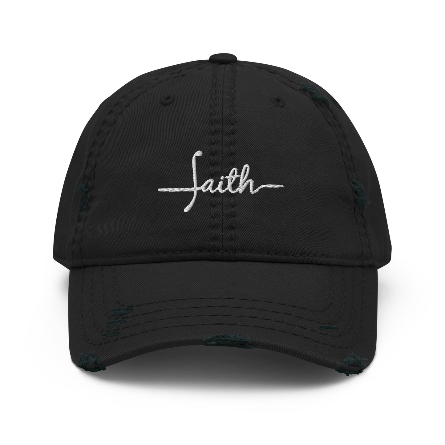 Faith (white) Distressed Dad Hat