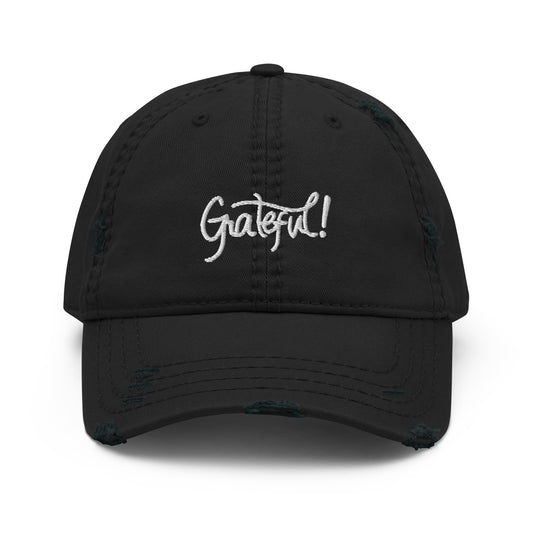 Grateful (white) Distressed Dad Hat