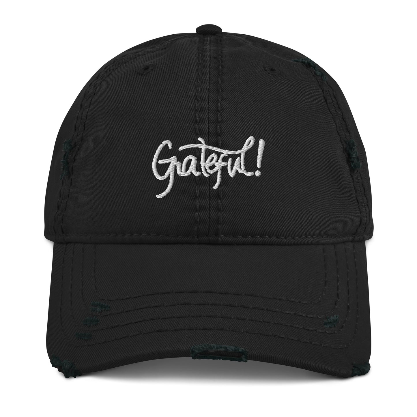 Grateful (white) Distressed Dad Hat