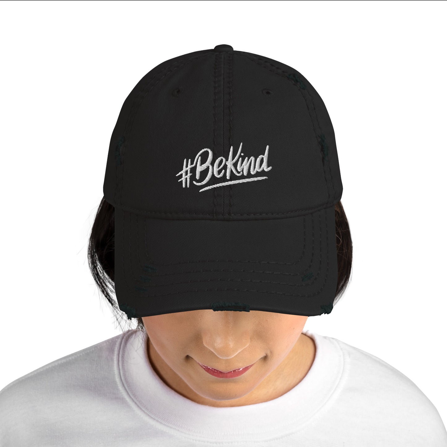 Be Kind(white) Distressed Dad Hat