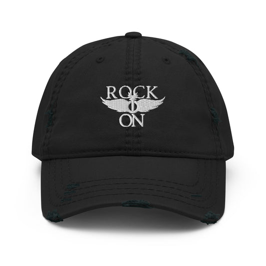 Rock On Wings Distressed Dad Hat