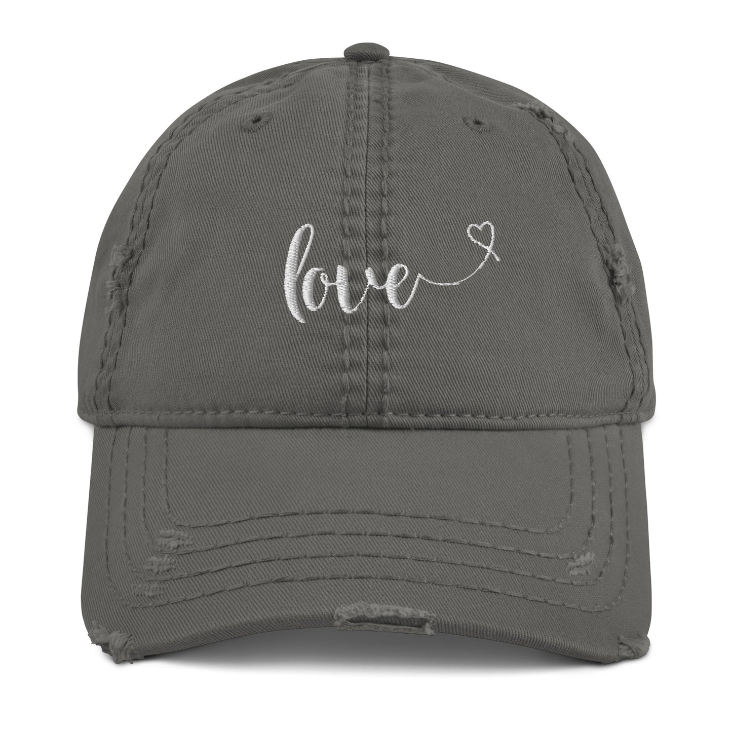 Love (heart) (white) Distressed Dad Hat