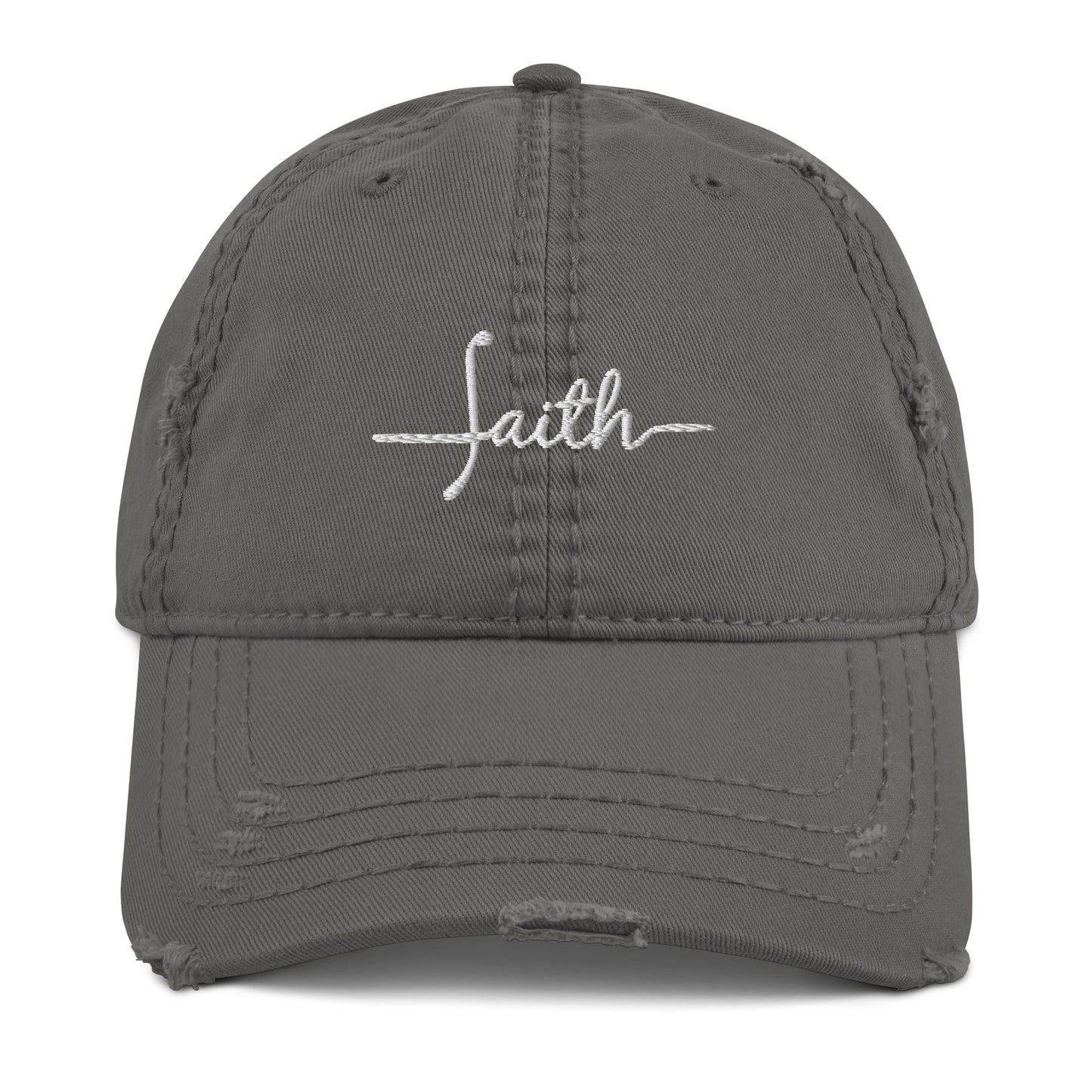 Faith (white) Distressed Dad Hat