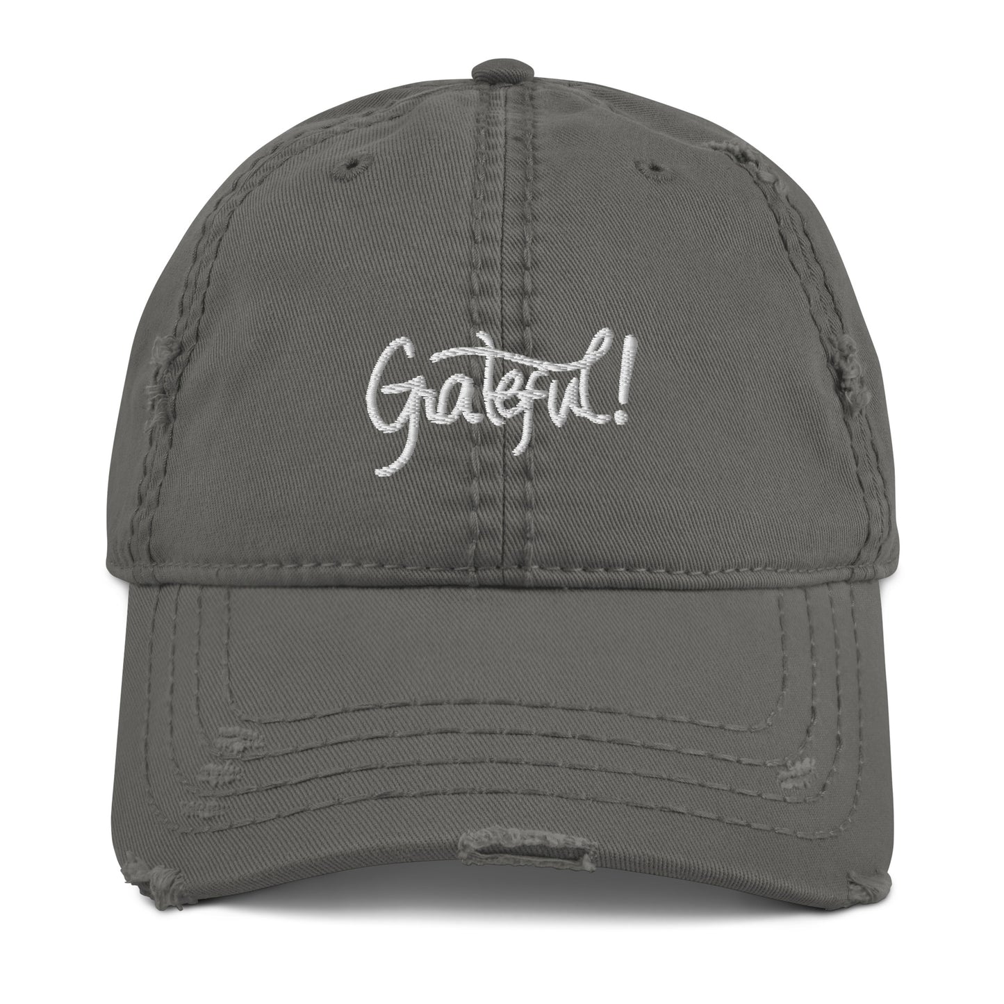 Grateful (white) Distressed Dad Hat