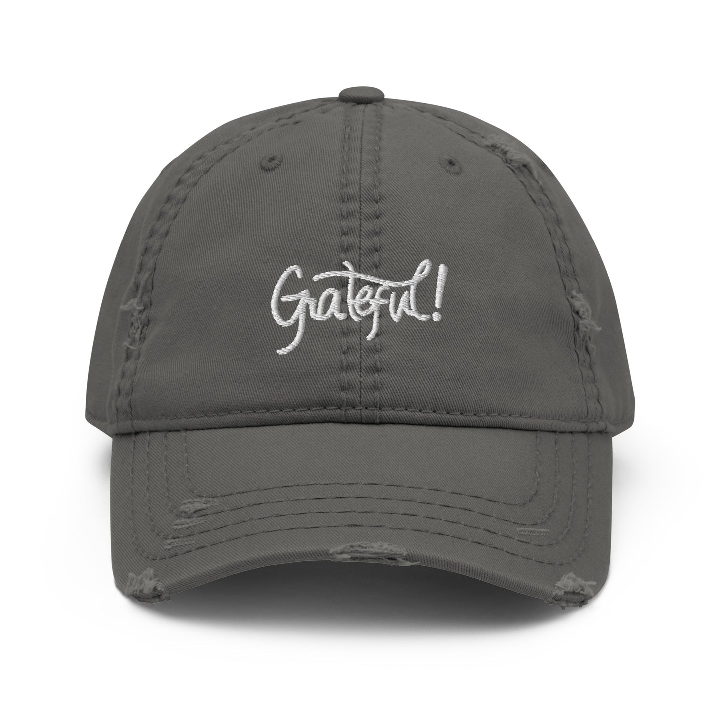 Grateful (white) Distressed Dad Hat