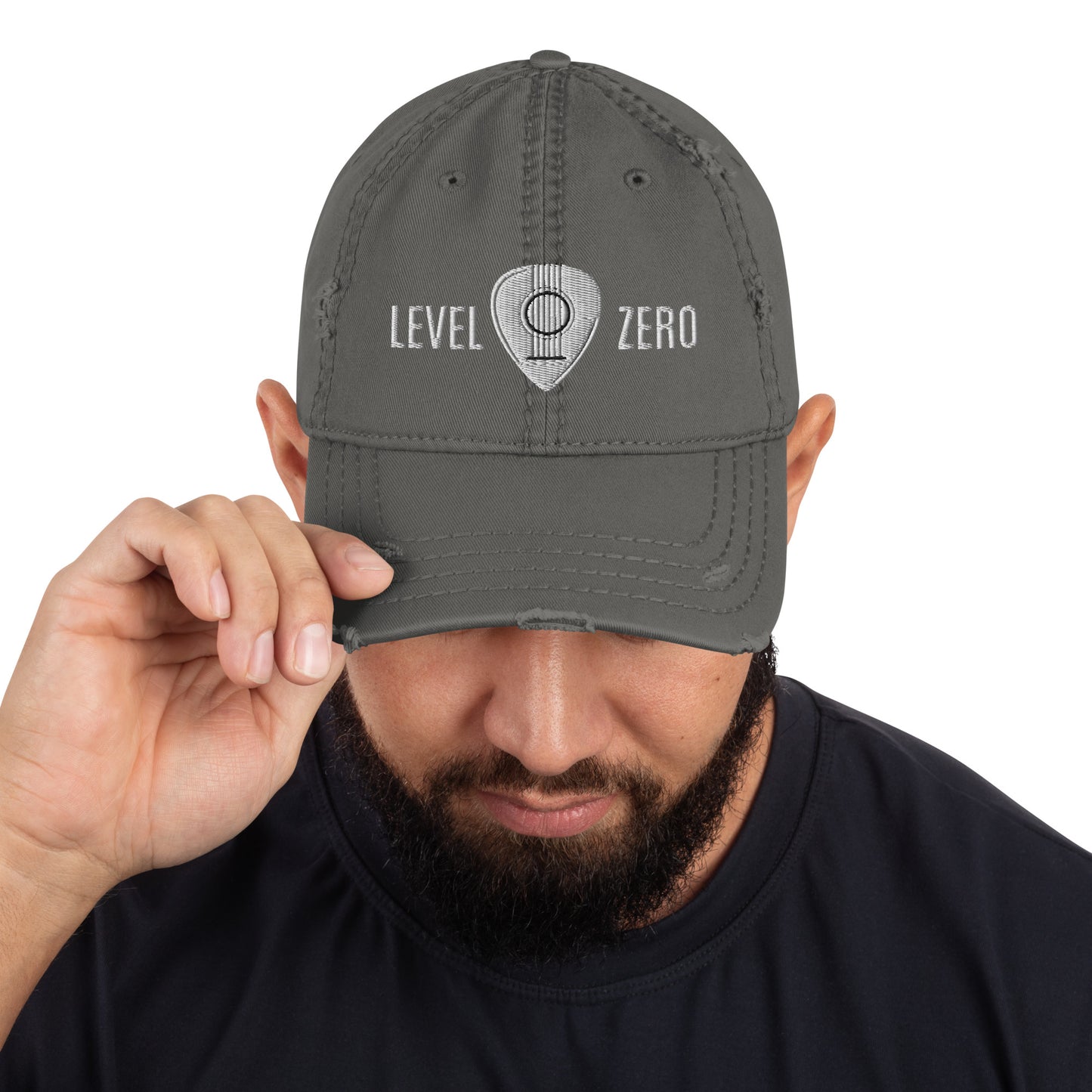 Level Zero Guitar Pick Distressed Dad Hat