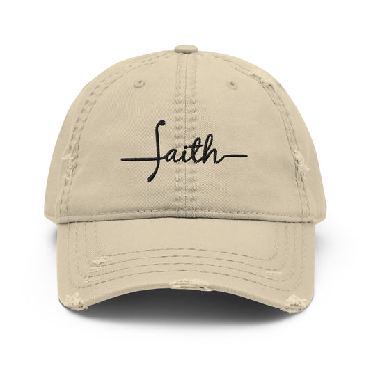 Faith (black) Distressed Dad Hat