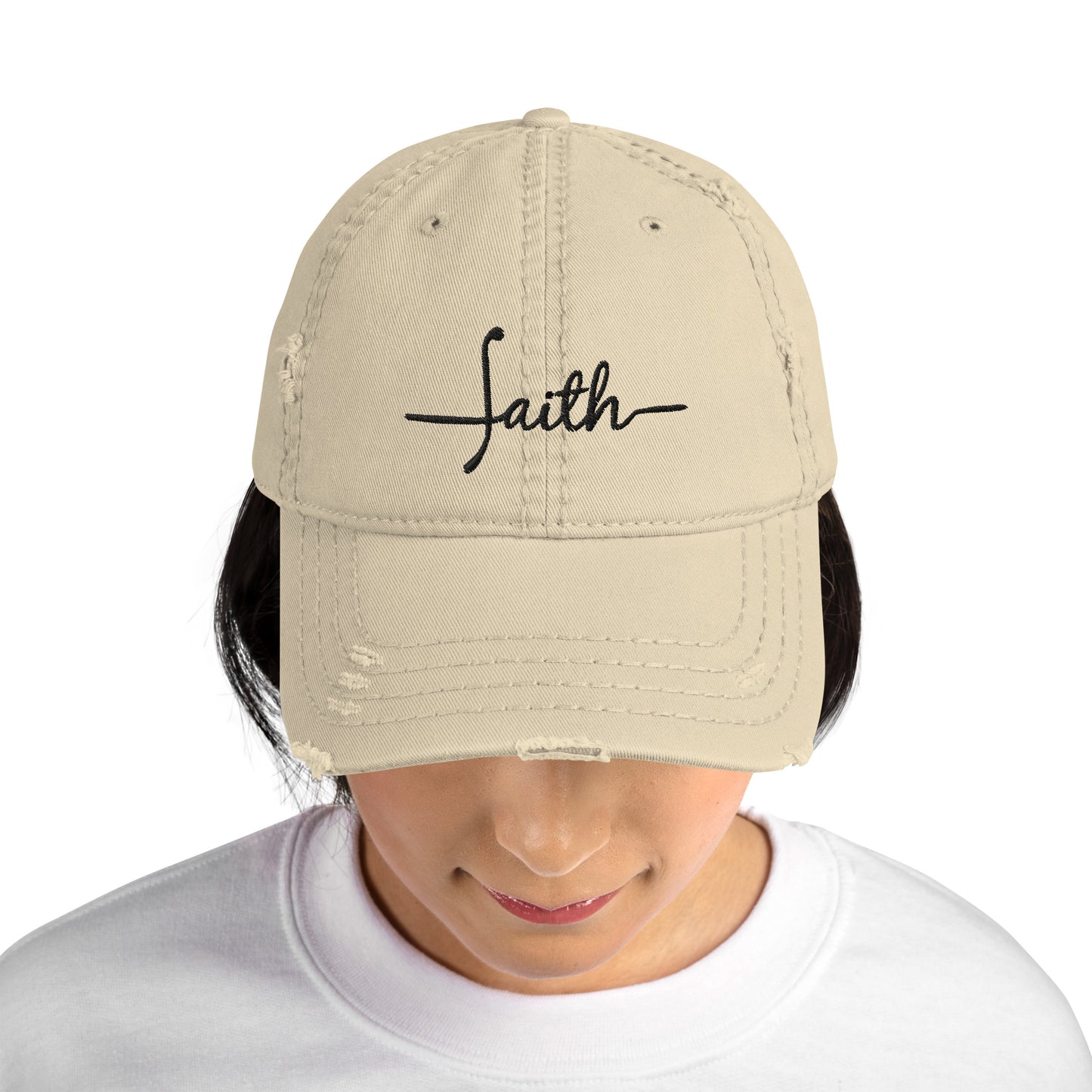 Faith (black) Distressed Dad Hat