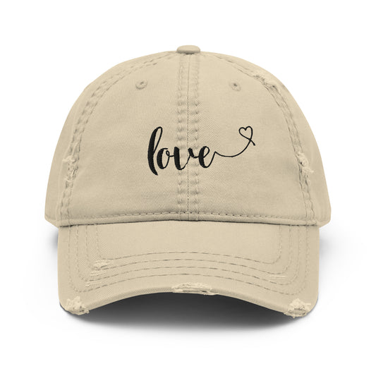 Love (heart) (black) Distressed Dad Hat