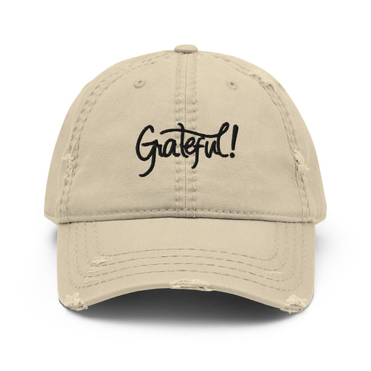 Grateful (black) Distressed Dad Hat