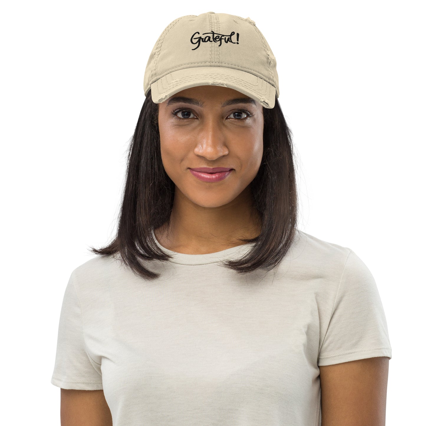 Grateful (black) Distressed Dad Hat