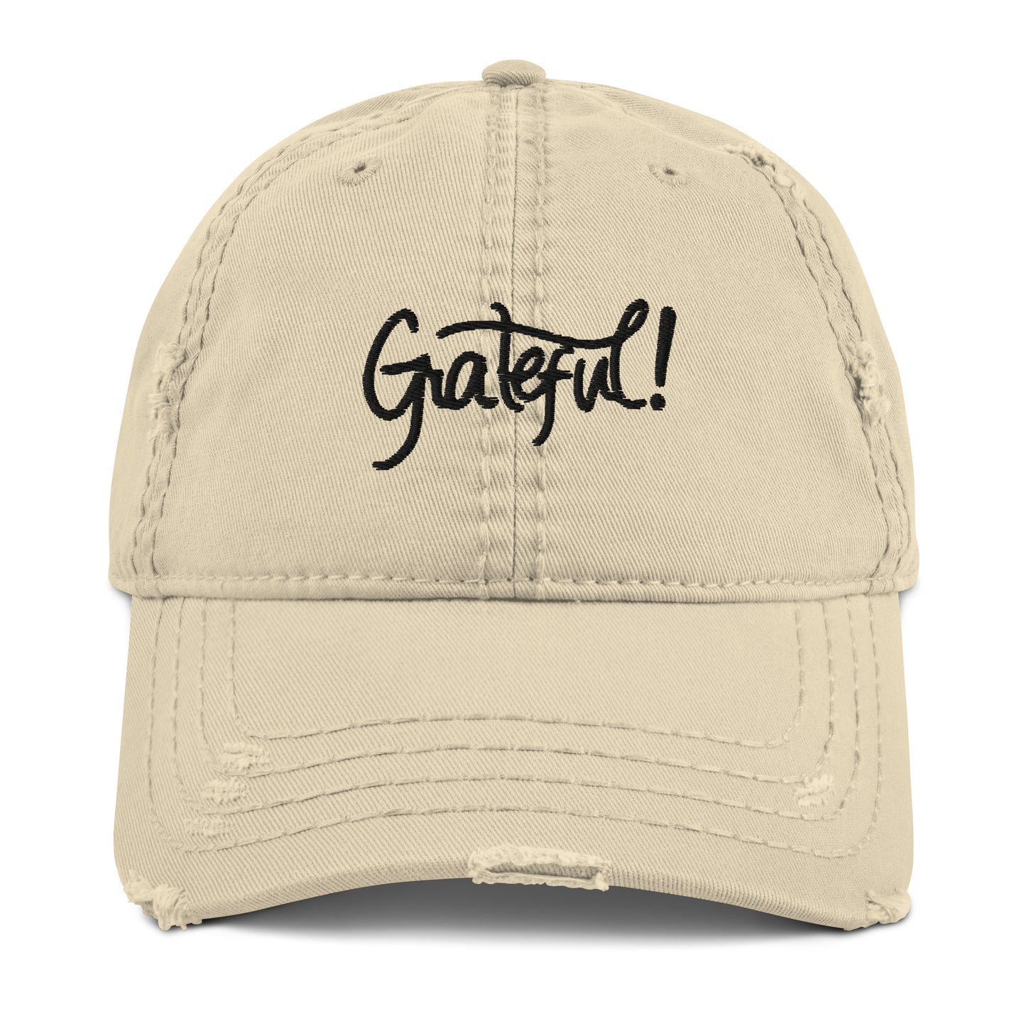 Grateful (black) Distressed Dad Hat