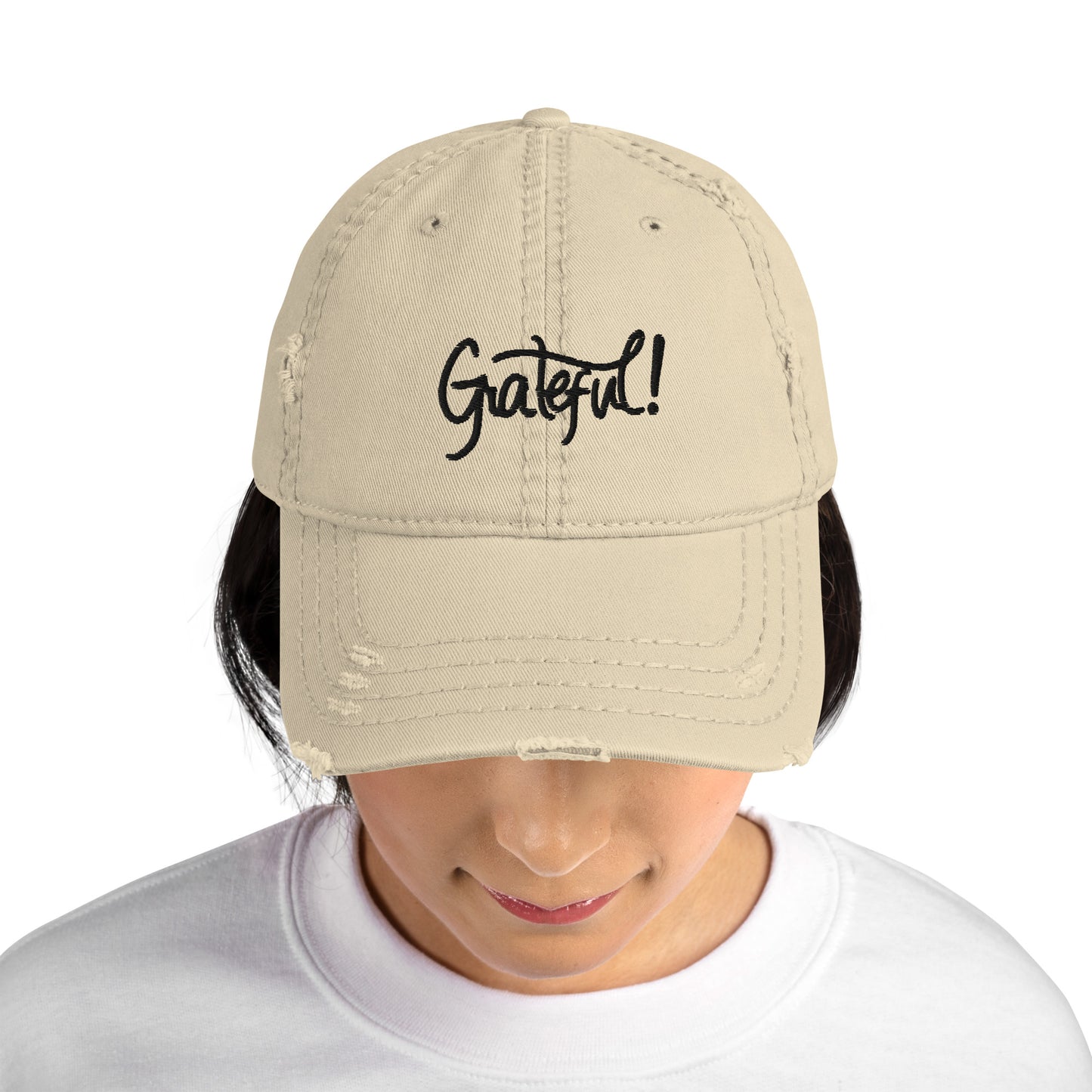 Grateful (black) Distressed Dad Hat