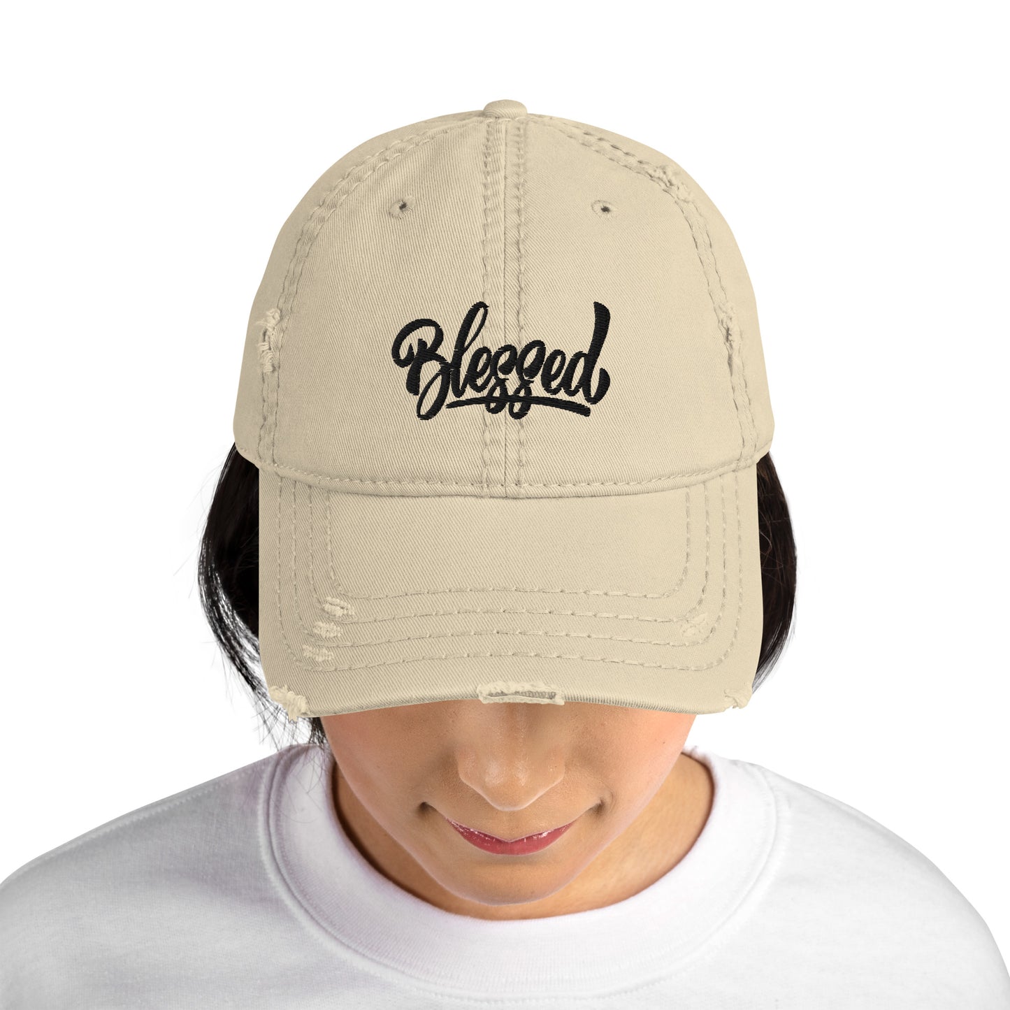 Blessed (black) Distressed Dad Hat