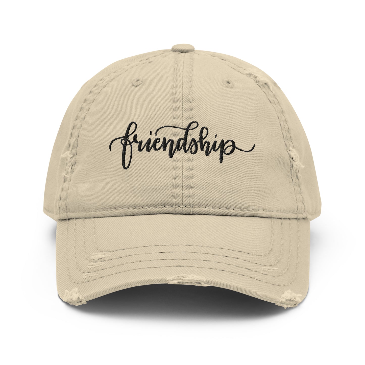 Friendship (black) Distressed Dad Hat